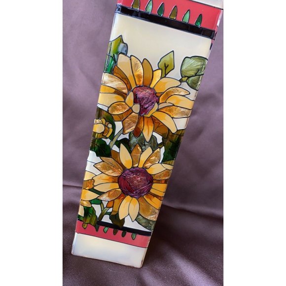 JOAN BAKER Accents Joan Baker Hand Painted Stained Glass Vase